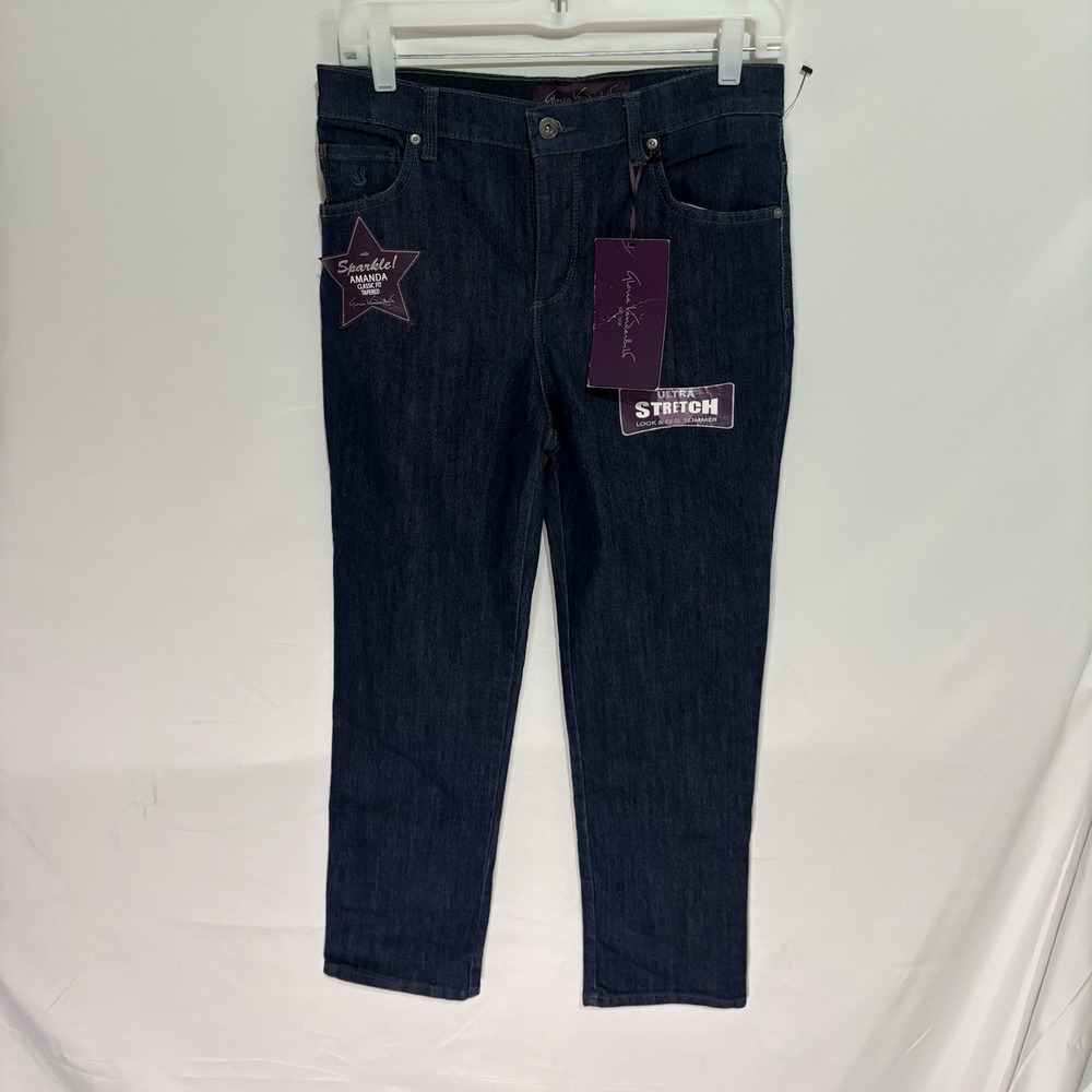Gloria Vanderbilt Amanda Jeans Womens 8P Blue Dark Wash Denim Straight Leg